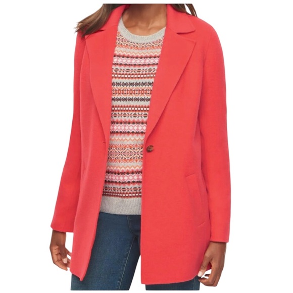 TALBOTS Soft Double-Faced Wool Blend Blazer Jacket in Cayenne - Picture 1 of 10